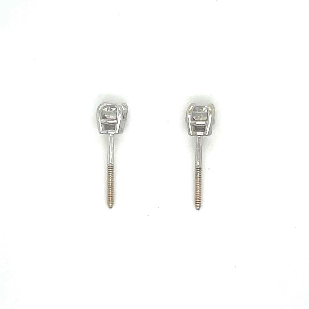 1/2 Ctw Diamond Stud Earrings Real Solid 18k White Gold With 14k Backs 1.0g Clarity SI 2-3