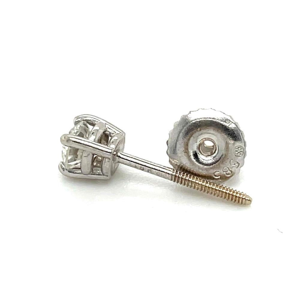 1/2 Ctw Diamond Stud Earrings Real Solid 18k White Gold With 14k Backs 1.0g Clarity SI 2-3