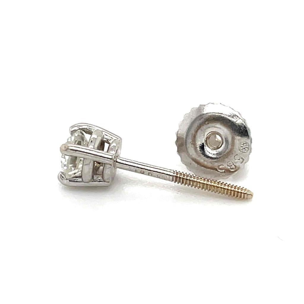 1/2 Ctw Diamond Stud Earrings Real Solid 18k White Gold With 14k Backs 1.0g Clarity SI 2-3