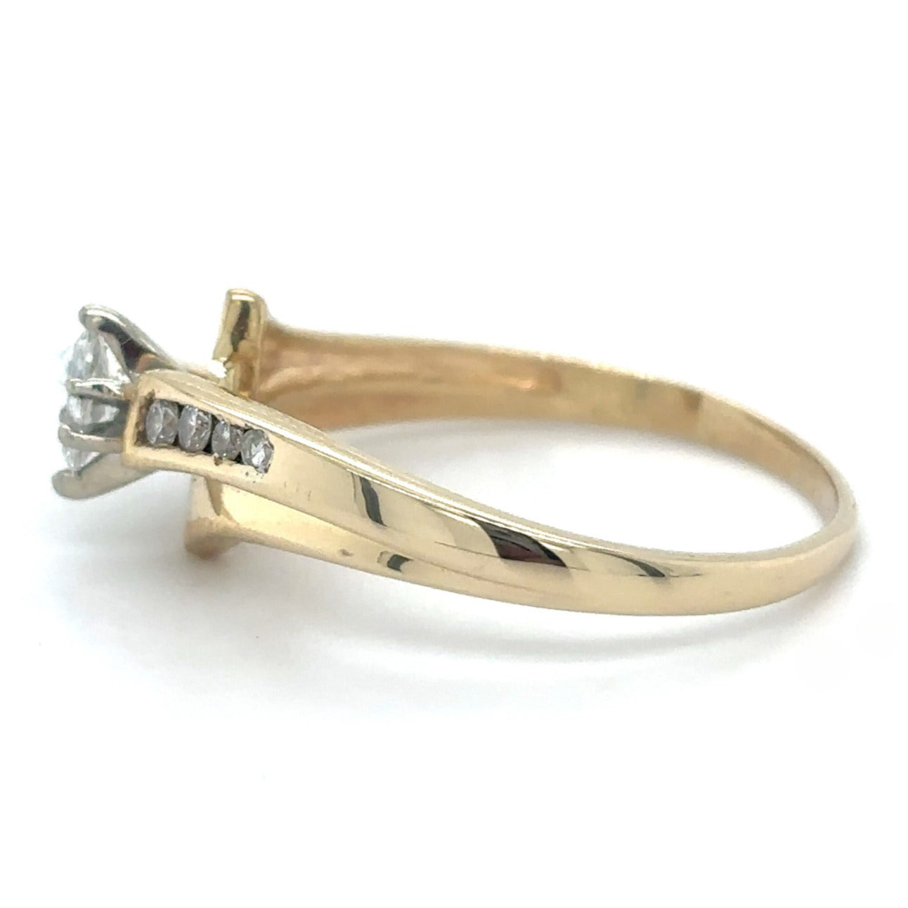 14k Yellow Gold 1/3ctw Diamond Solitaire and Accents Ring 3.1g Size 9.5