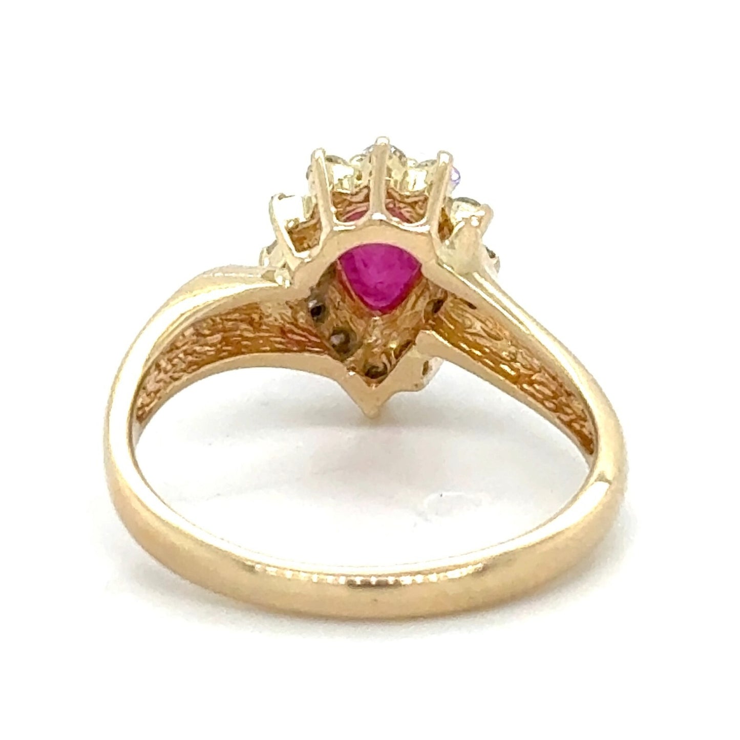 3/4ct Created Ruby With 1/4ctw Diamond 14k Yellow Gold Ring 3.2g Size 6.25