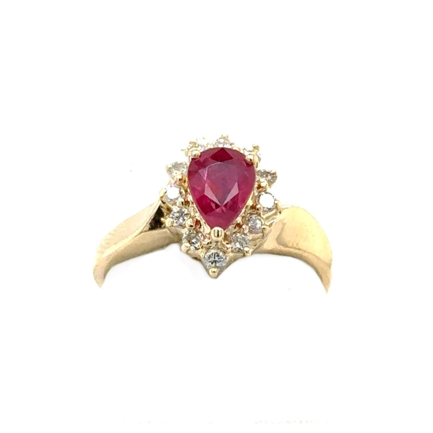 3/4ct Created Ruby With 1/4ctw Diamond 14k Yellow Gold Ring 3.2g Size 6.25