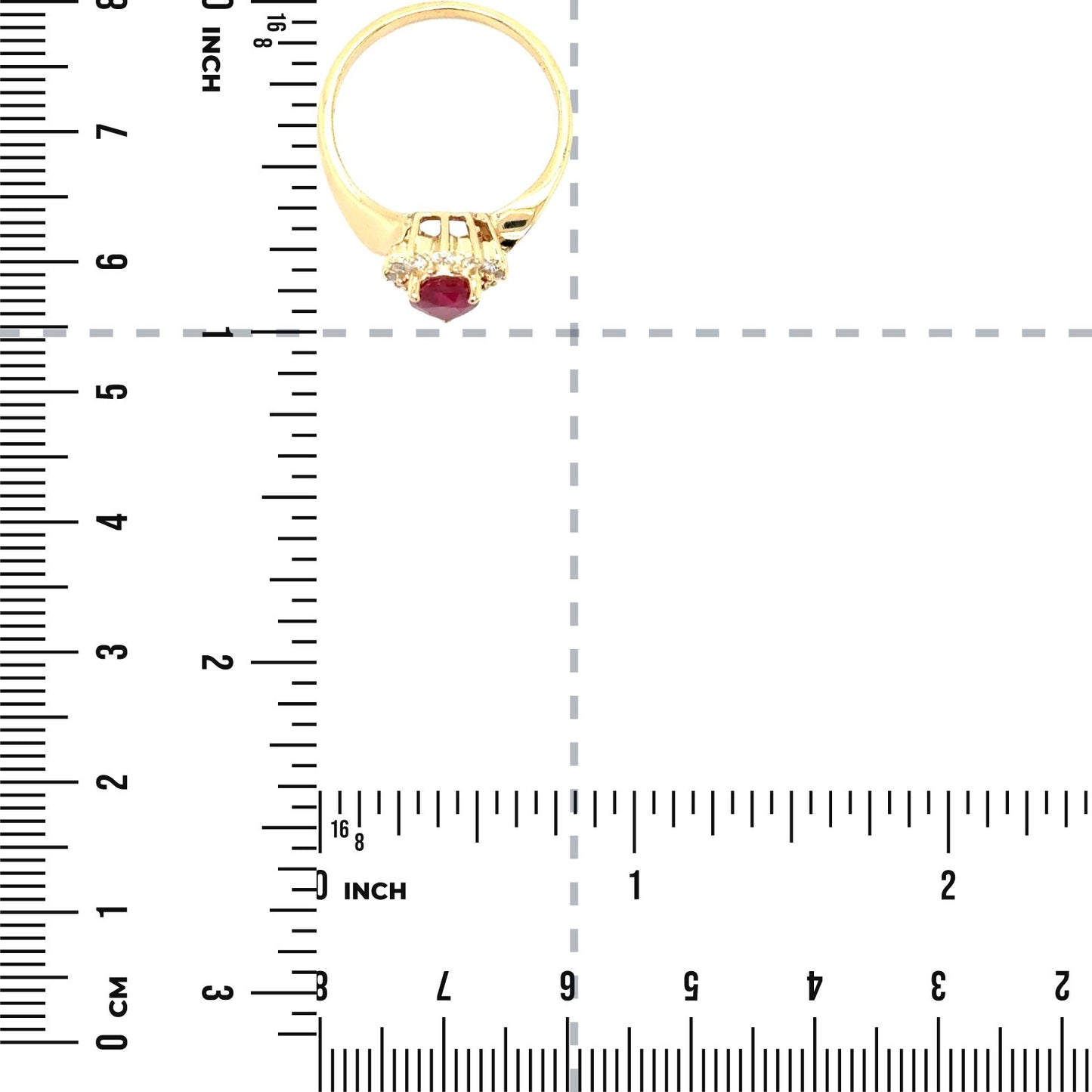 3/4ct Created Ruby With 1/4ctw Diamond 14k Yellow Gold Ring 3.2g Size 6.25