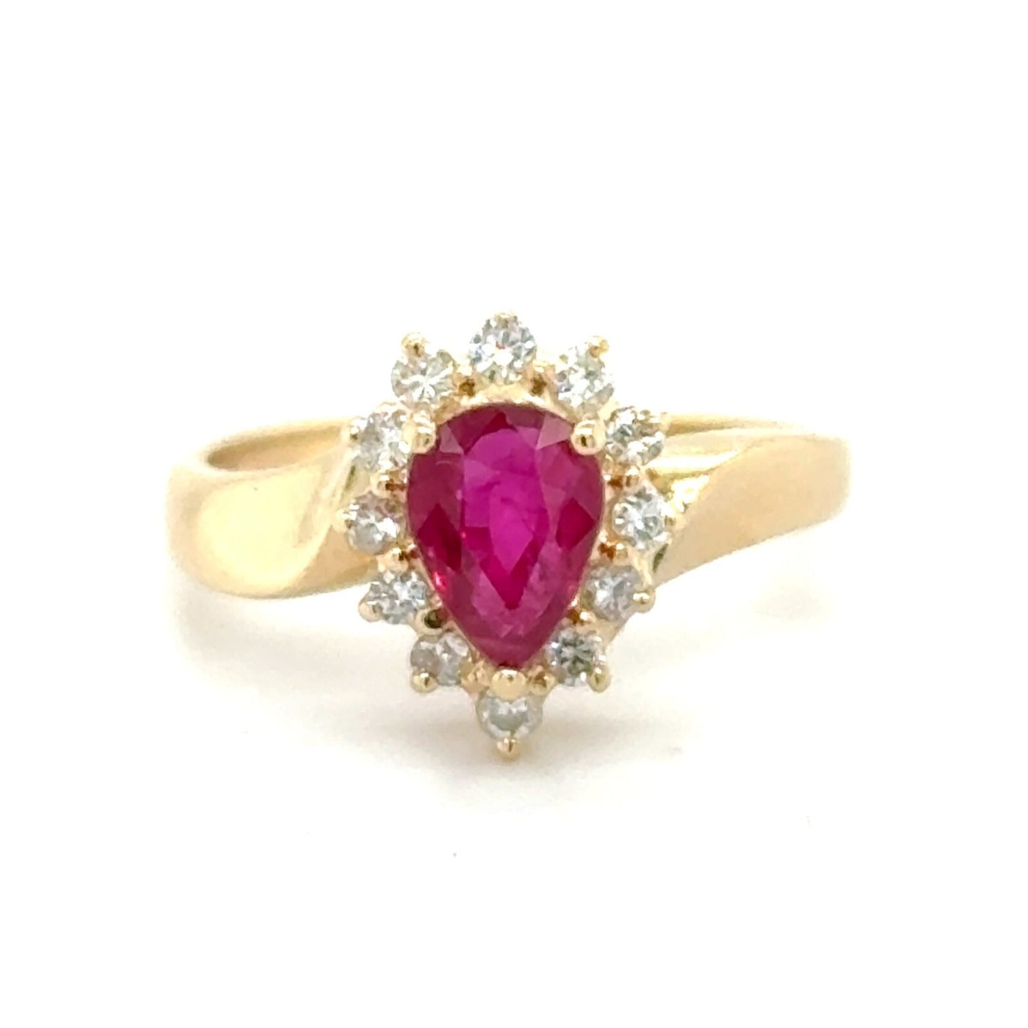 3/4ct Created Ruby With 1/4ctw Diamond 14k Yellow Gold Ring 3.2g Size 6.25