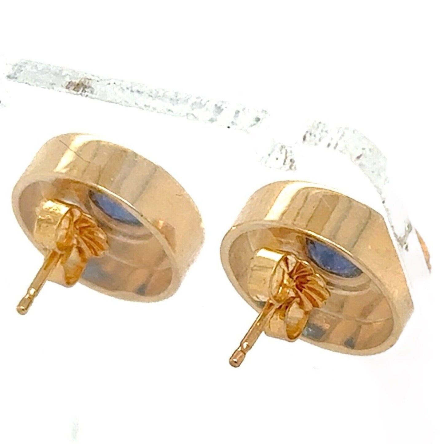 Created Blue Sapphire Pendant 17in Necklace & Earrings Set 14k Yellow Gold 14.1g