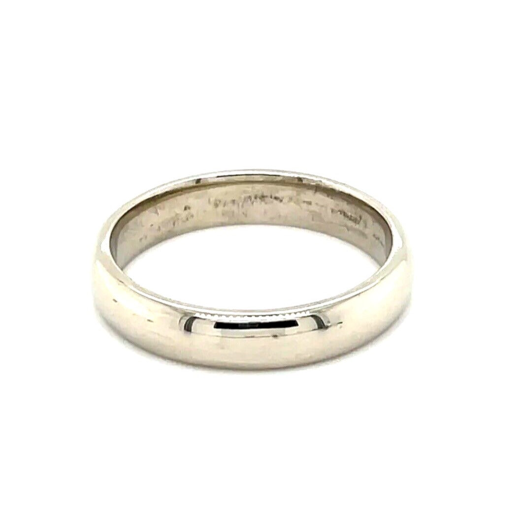 4mm Wedding Band Ring 14K White Gold 4.9g Size 8