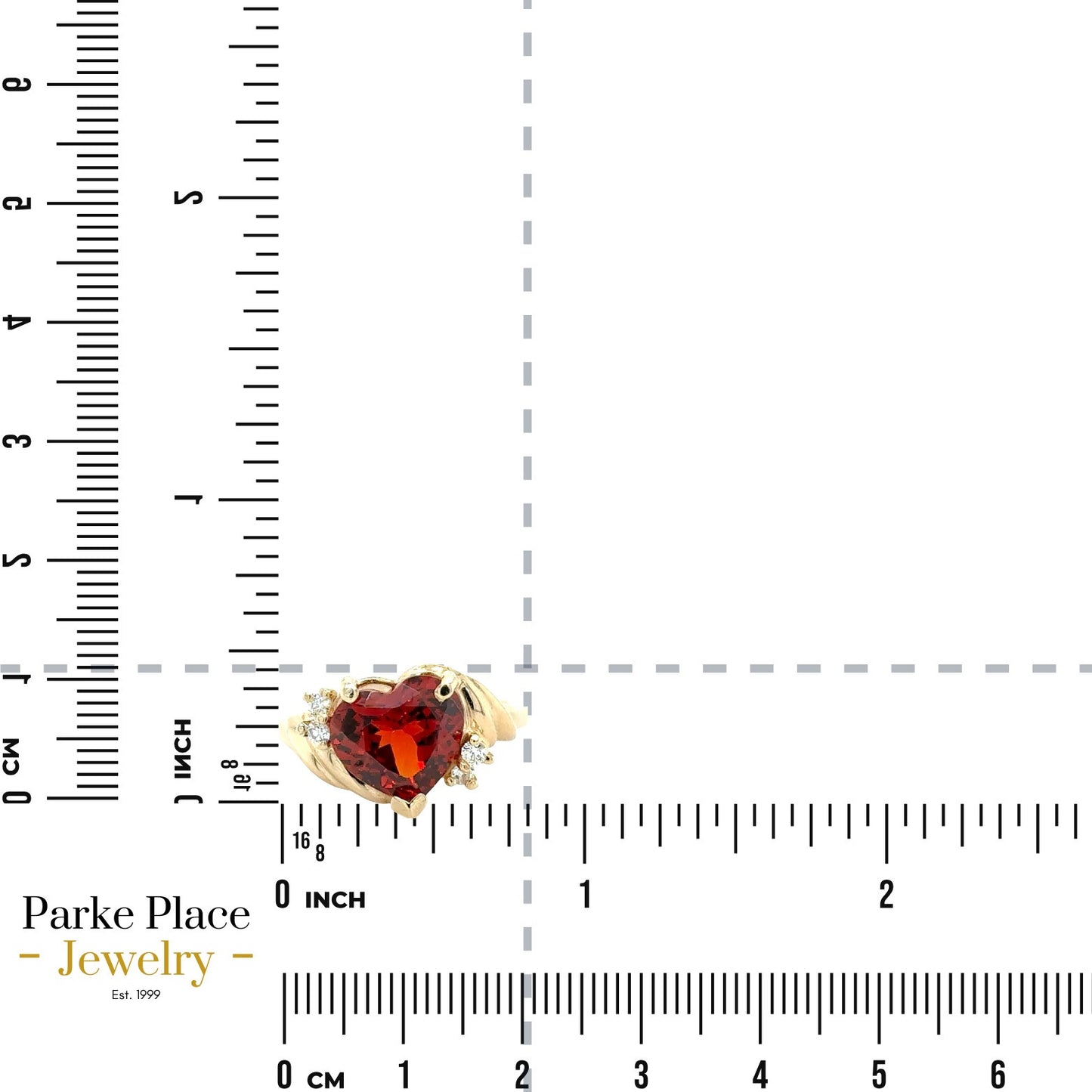 Heart Spessartite Garnet with Diamond Accents 14k Yellow Gold Ring 5.4g Size 7