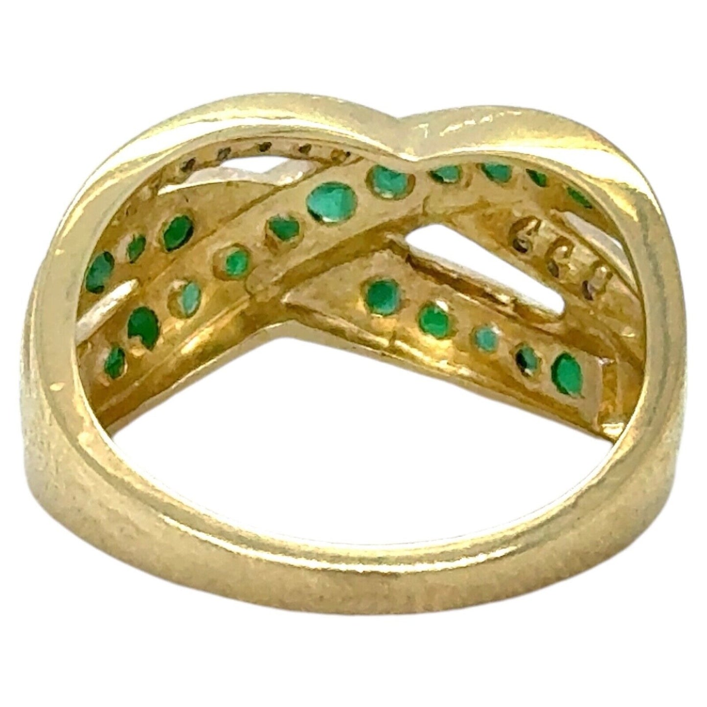 Emerald and Diamond 10k Yellow Gold Ring 3g Size 7