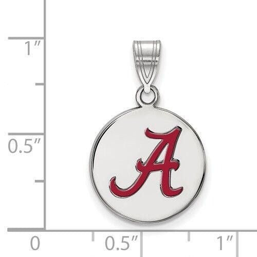 Sterling Silver University Of Alabama Medium Enameled Pendant Crimson Tide Logo