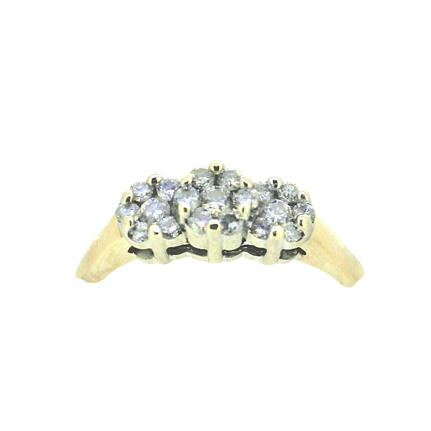 1/2 ct Diamond 3 Cluster Ring REAL Solid 14k Yellow Gold 3.6g Size 8.75