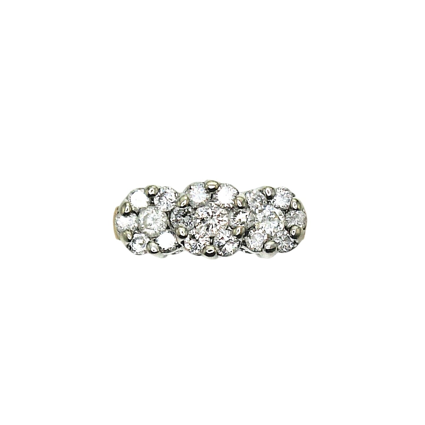 1/2 ct Diamond 3 Cluster Ring REAL Solid 14k Yellow Gold 3.6g Size 8.75