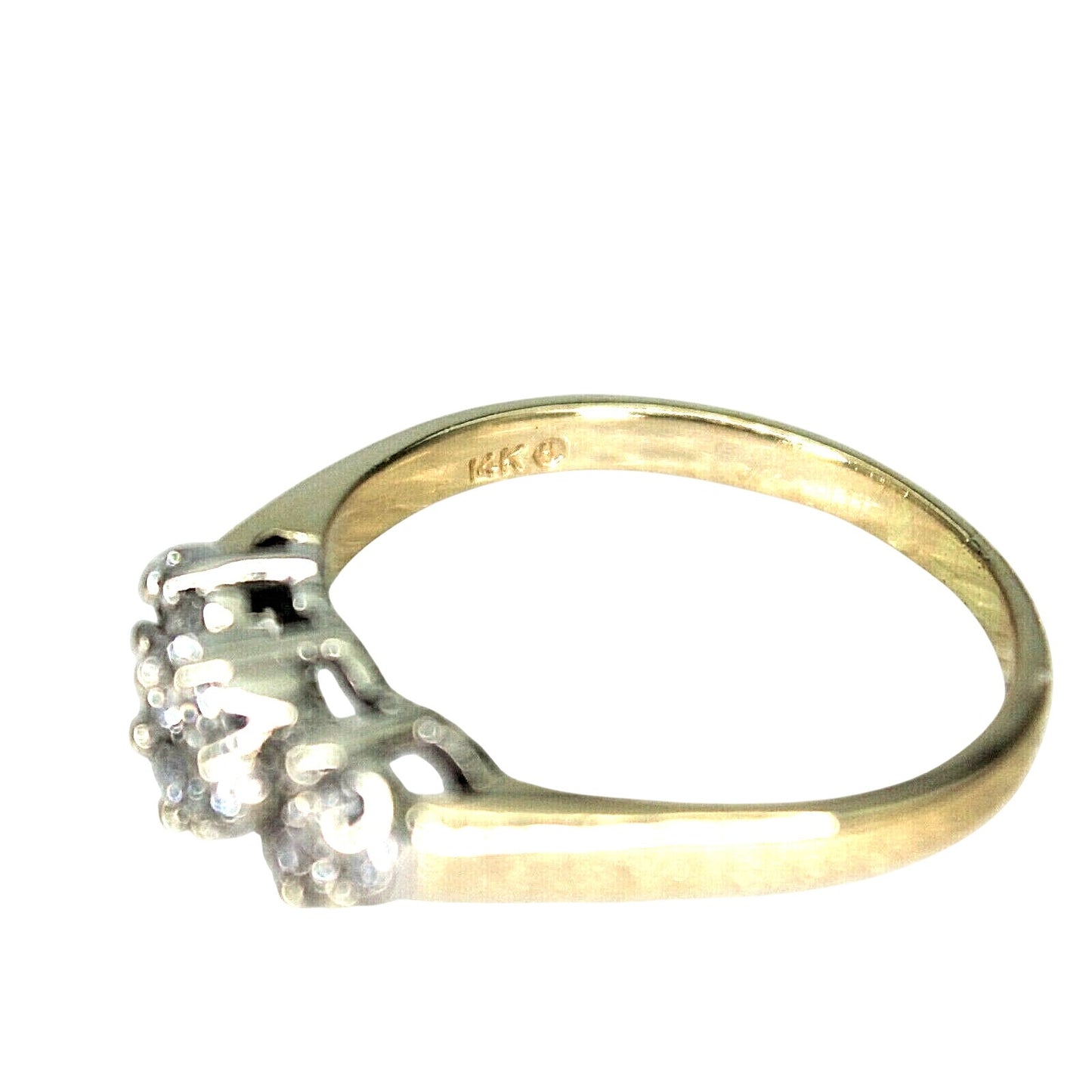 1/2 ct Diamond 3 Cluster Ring REAL Solid 14k Yellow Gold 3.6g Size 8.75