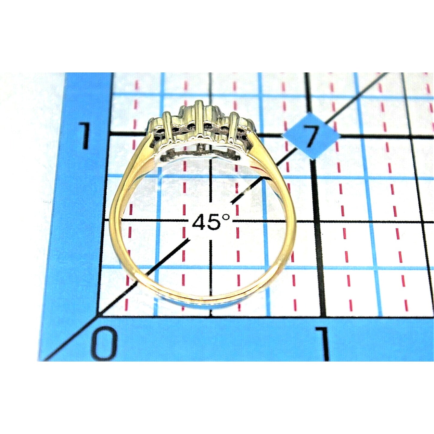 1/2 ct Diamond 3 Cluster Ring REAL Solid 14k Yellow Gold 3.6g Size 8.75