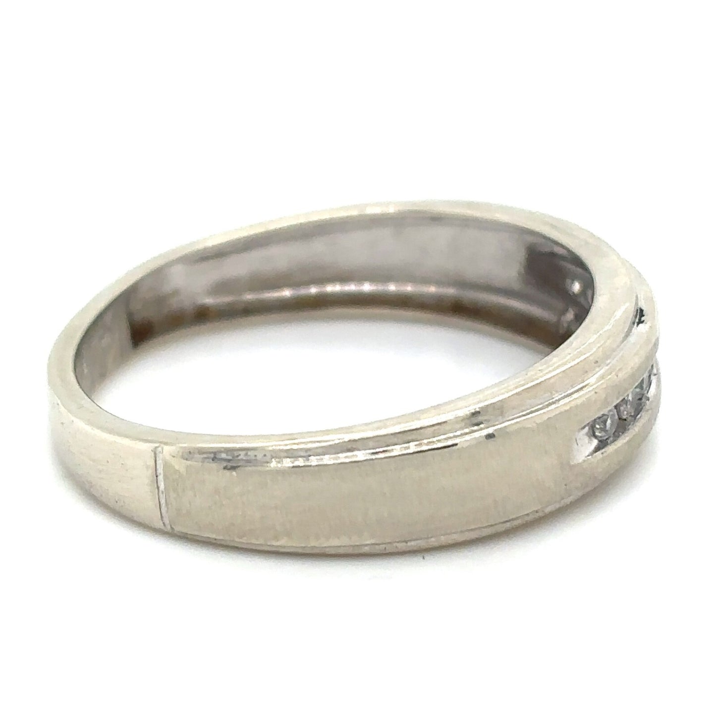 10k White Gold 1/10ctw Diamond Wedding Band 2.6g Size 10.25
