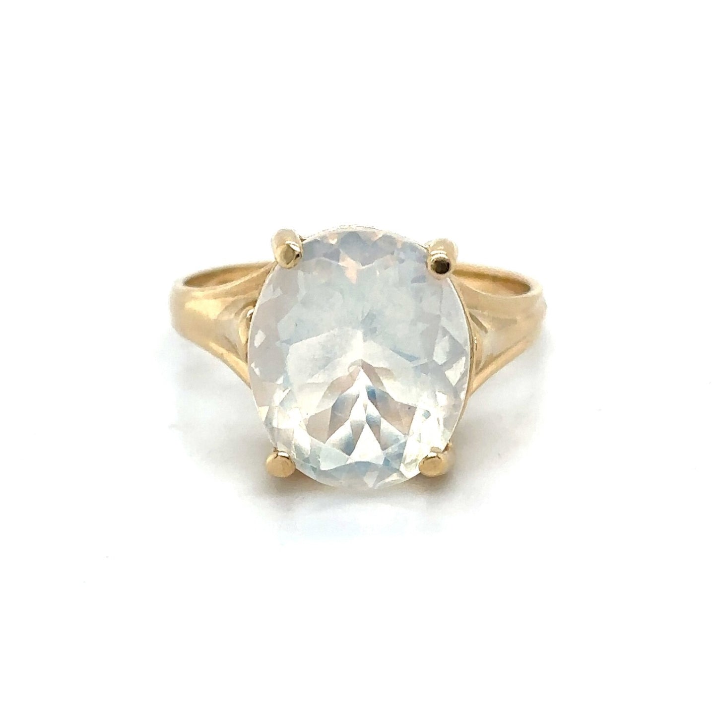 10K Yellow Gold Solitaire Opalite Ring 3.0g Size 6.75