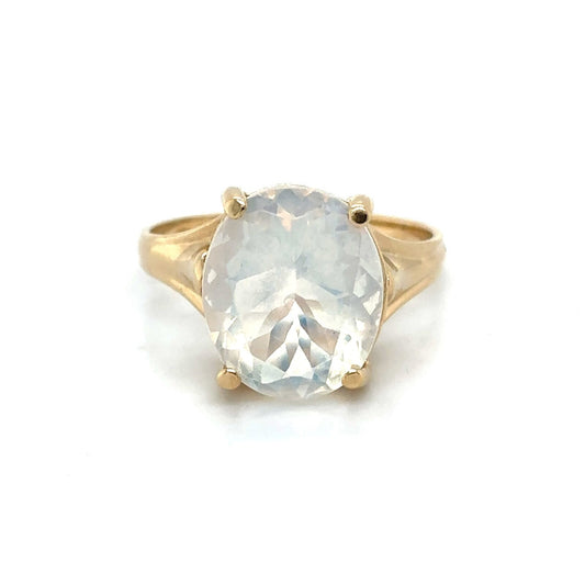 10K Yellow Gold Solitaire Opalite Ring 3.0g Size 6.75