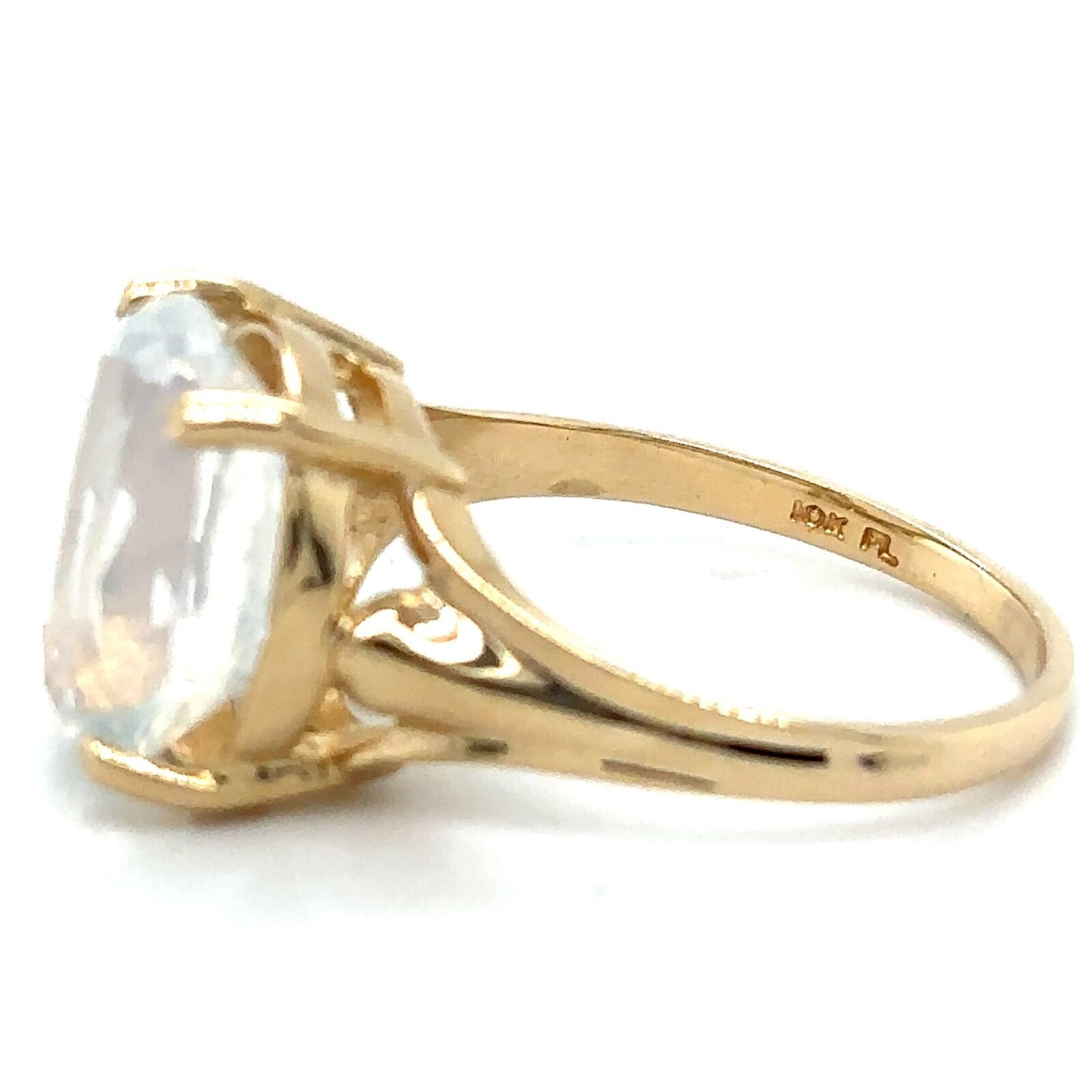 10K Yellow Gold Solitaire Opalite Ring 3.0g Size 6.75