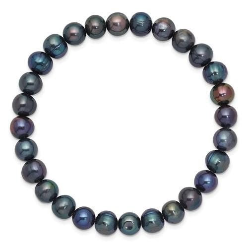 6-7 Mm Black Freshwater Cultured Pearl Stretch Bracelet Slip-On