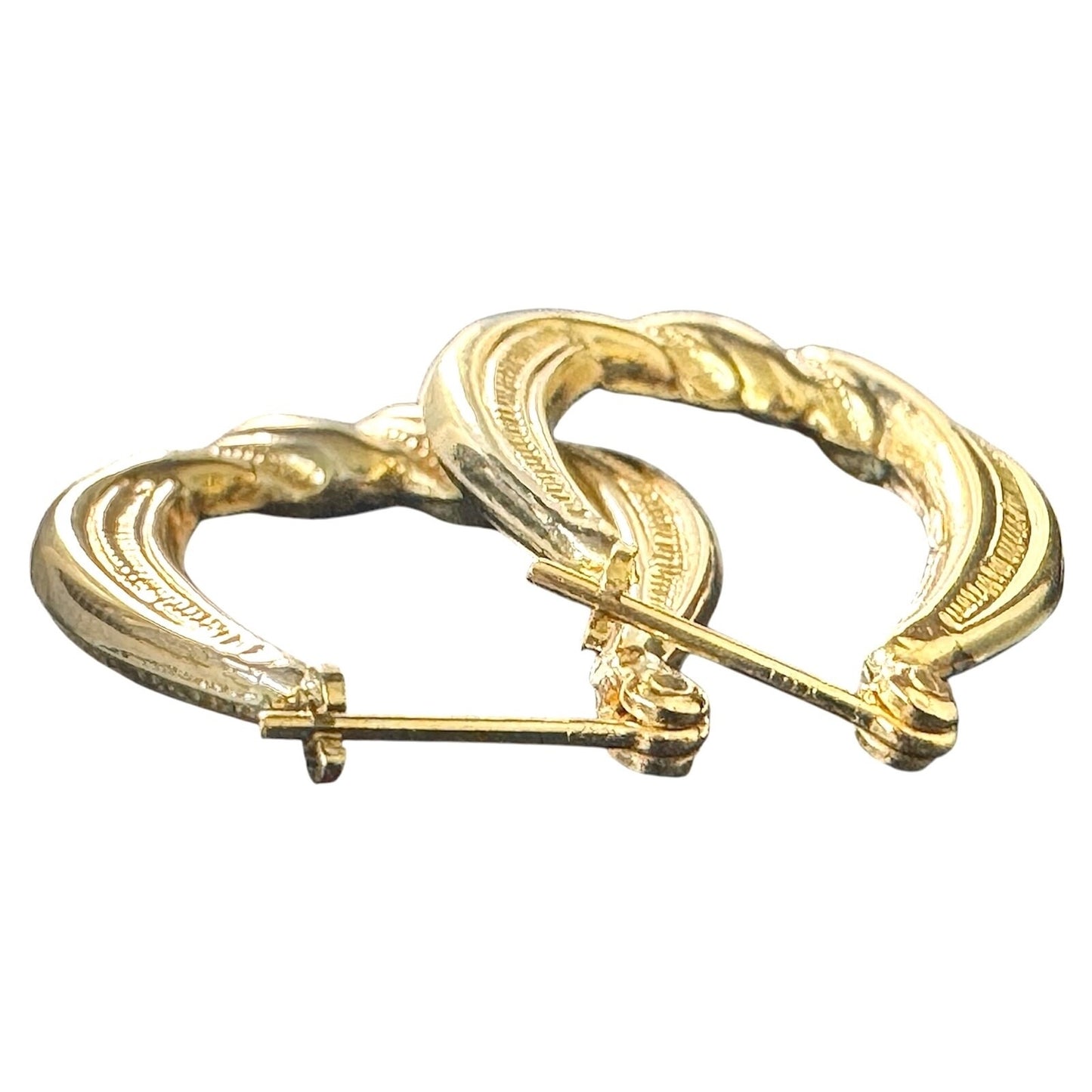 14k Yellow Gold Oval Twist Hoop Earrings 1.9g
