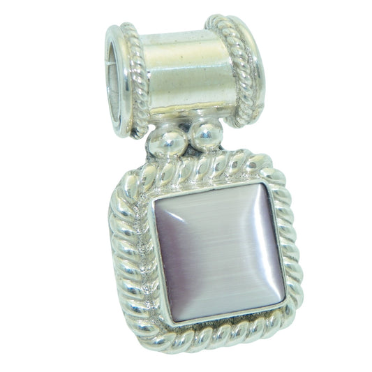 Sterling Silver & Pink Stone Pendant .925 Solid 6.7g Rope Twist Design