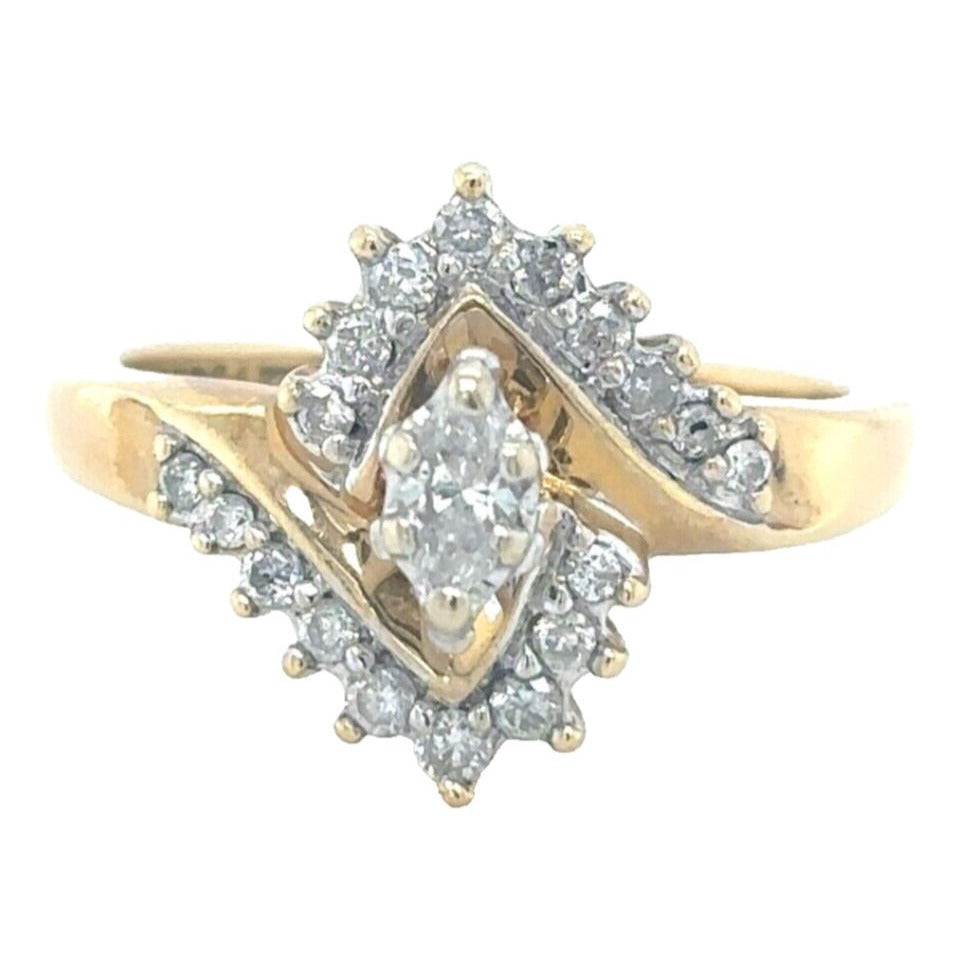 Keepsake 14k Yellow Gold 1/2ctw Diamond Size 5.5 Cluster Cocktail Ring 4.3g