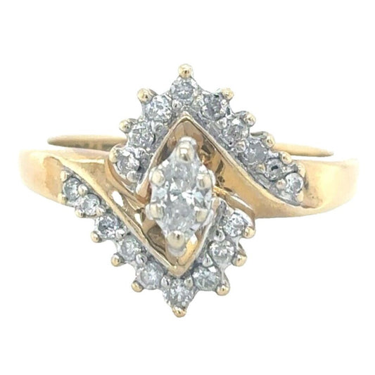 Keepsake 14k Yellow Gold 1/2ctw Diamond Size 5.5 Cluster Cocktail Ring 4.3g
