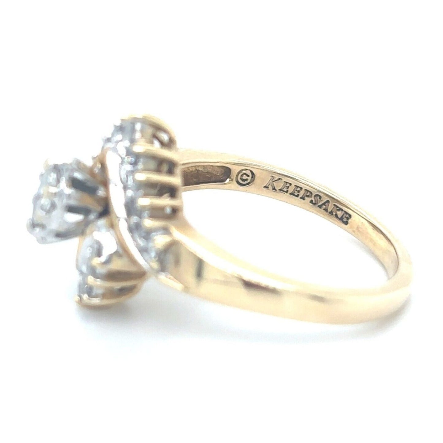 Keepsake 14k Yellow Gold 1/2ctw Diamond Size 5.5 Cluster Cocktail Ring 4.3g