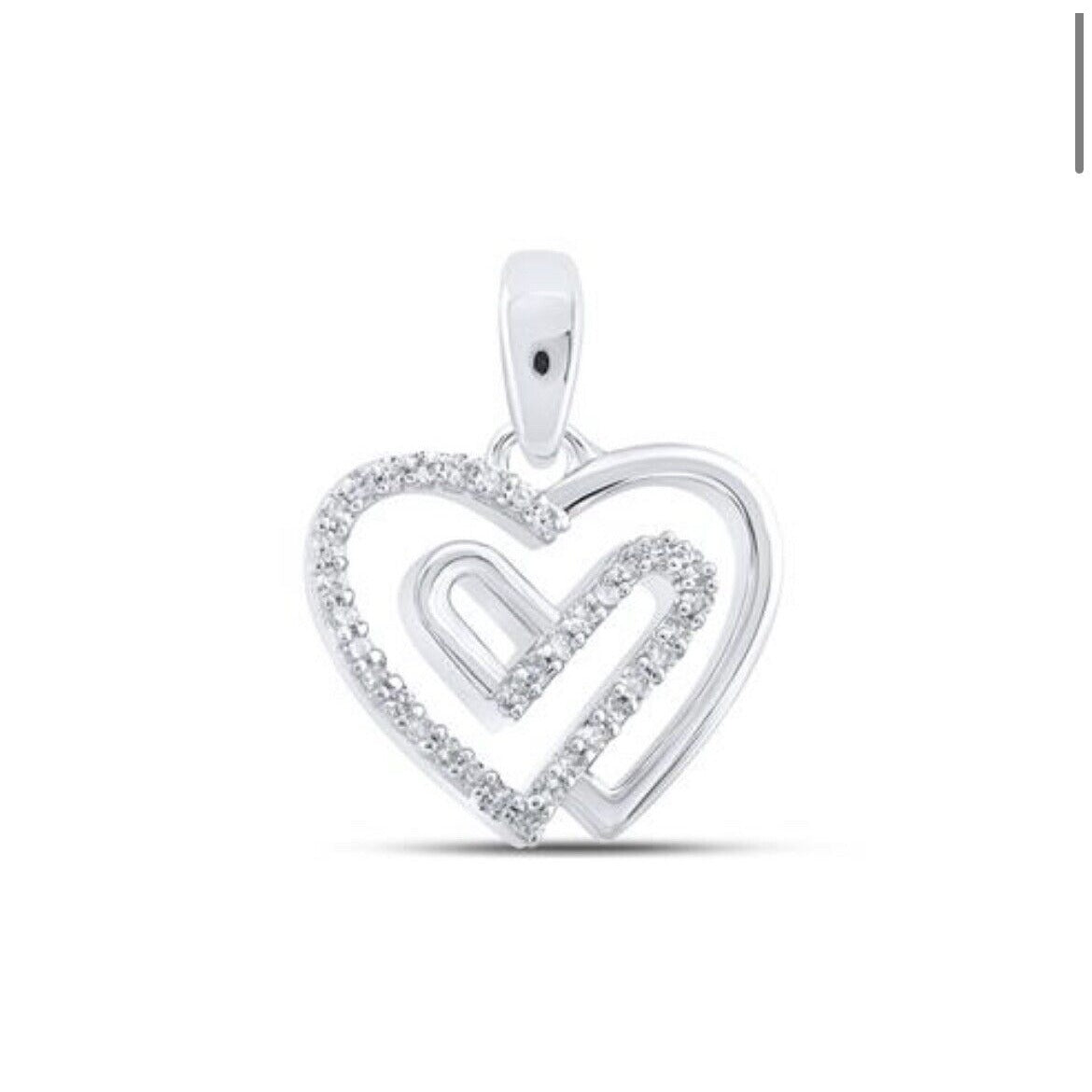 10K White Gold Diamond Heart Pendant 1/12 CTW