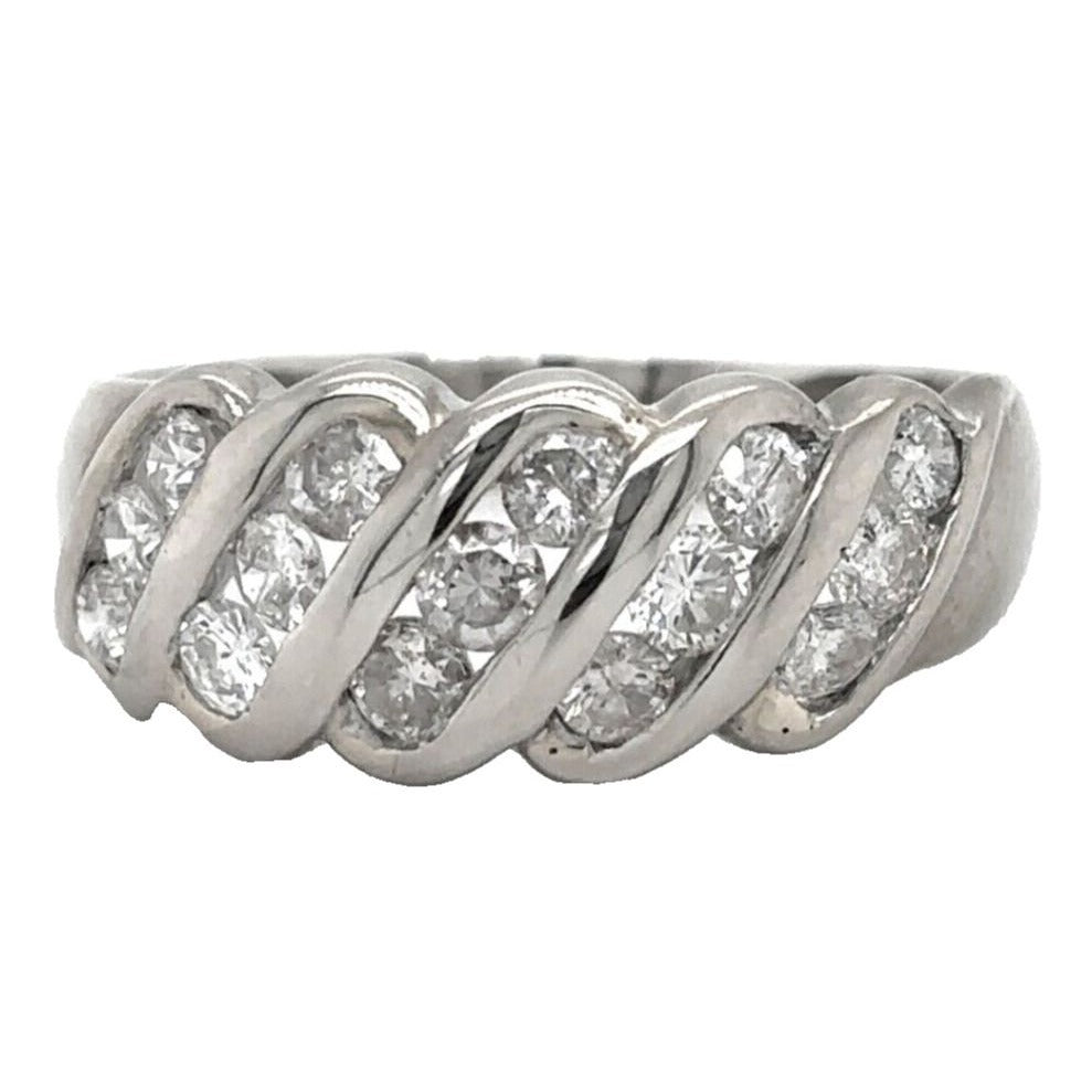 14k White Gold 1/4 ctw Diamond Size 8.25 Band Ring 3.8g