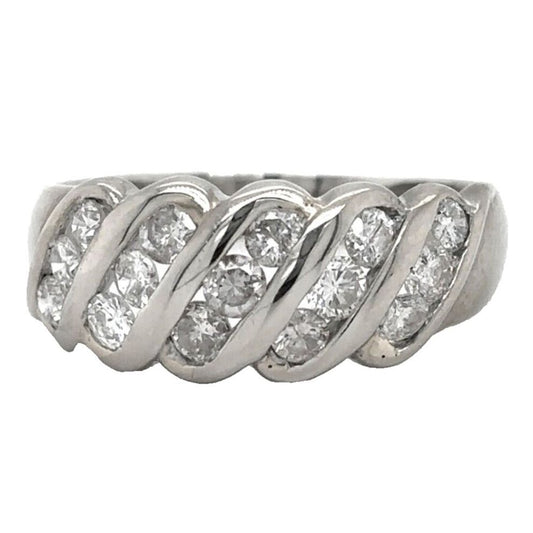 14k White Gold 1/4 ctw Diamond Size 8.25 Band Ring 3.8g