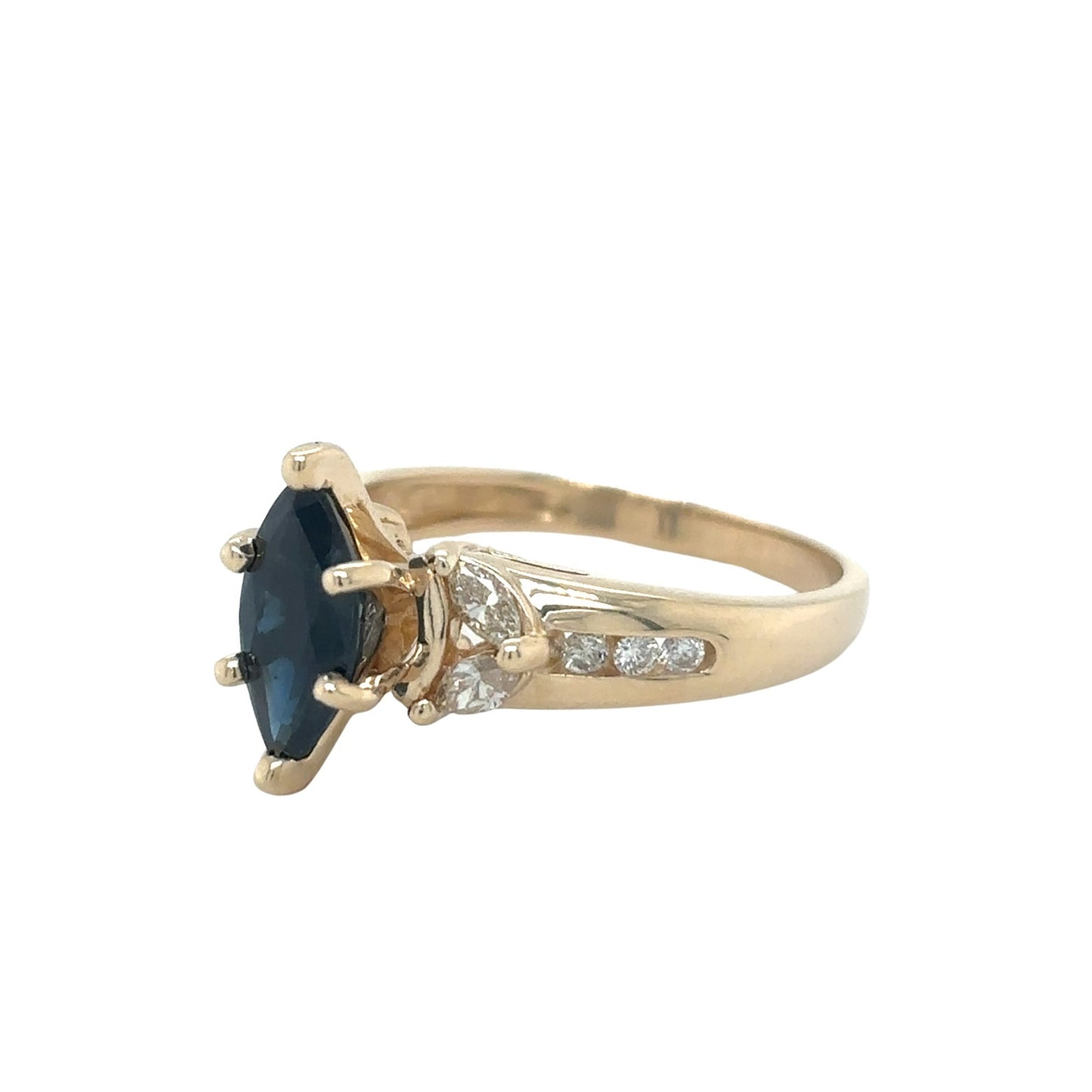 14k Yellow Gold 1 1/3ctw Sapphire Diamond Size 7.25 Ring 4.2g