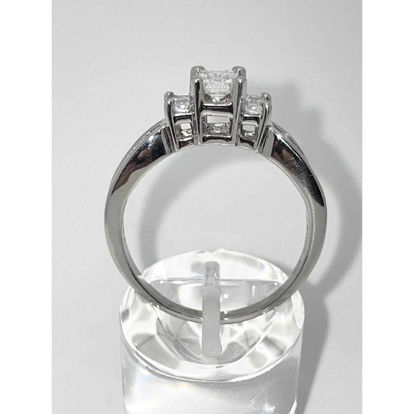 Exquisite 1.25 TCW Diamond Engagement Ring In Solid Platinum Emerald Cut Solitaire With Accents Size 9.75 8.1 g VVS Clarity G-H Color