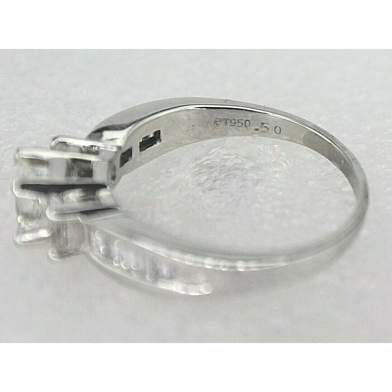 Exquisite 1.25 TCW Diamond Engagement Ring In Solid Platinum Emerald Cut Solitaire With Accents Size 9.75 8.1 g VVS Clarity G-H Color