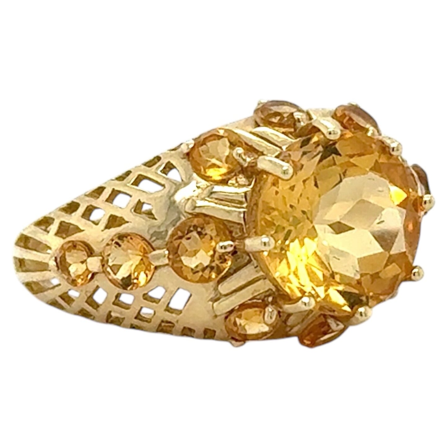 Unique 4.16ctw Yellow Citrine 14k Yellow Gold Ring 5.5g Size 7.25