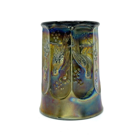 Vintage Carnival Glass Cup With Embossed Birds & Flowers Design