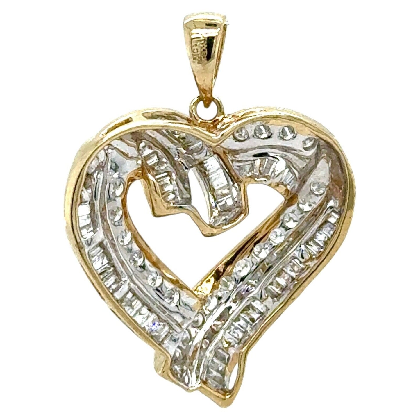 10k Yellow Gold 1ctw Diamond Heart Pendant 3.9g