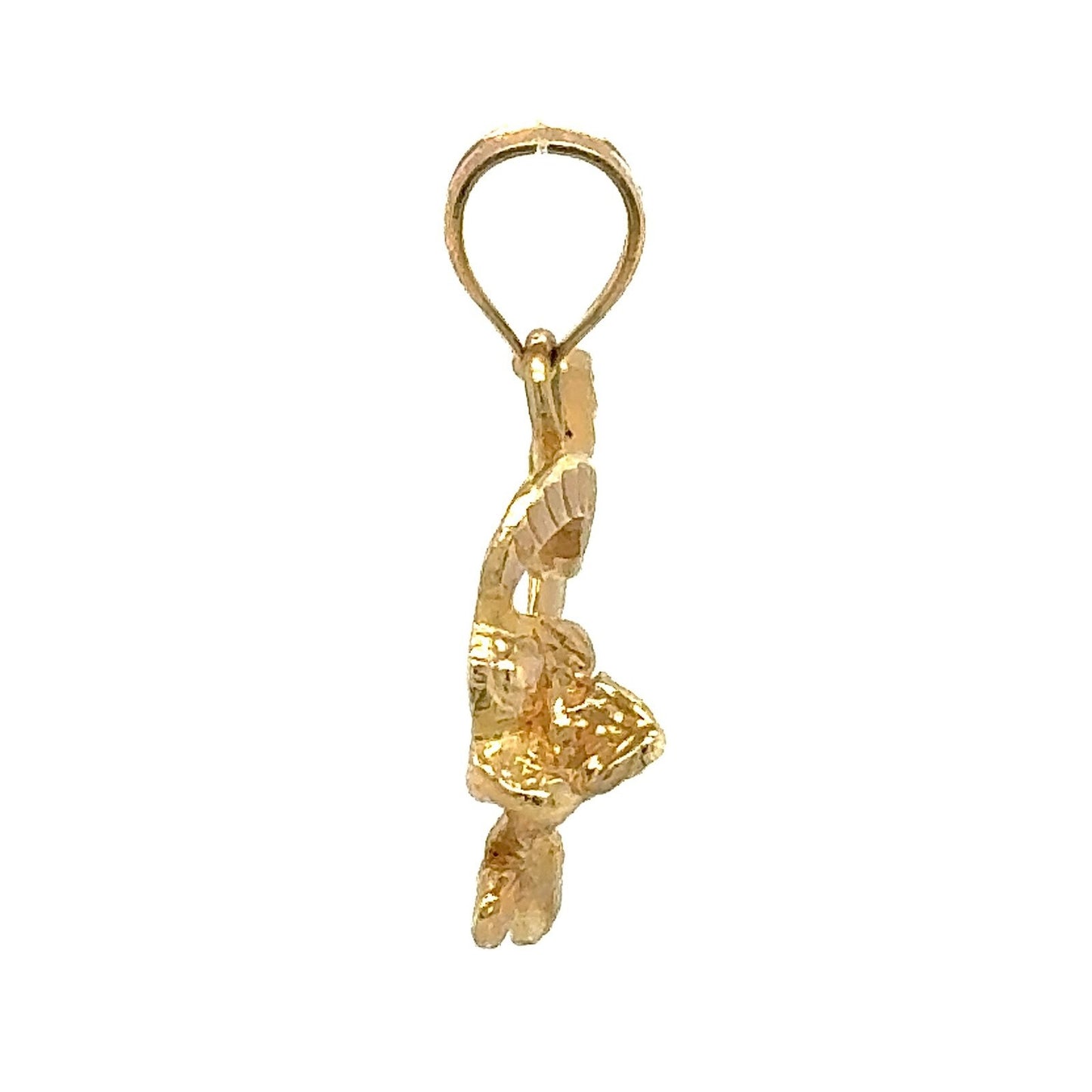 14K Yellow Gold Heart & Flower Pendant 2.2g
