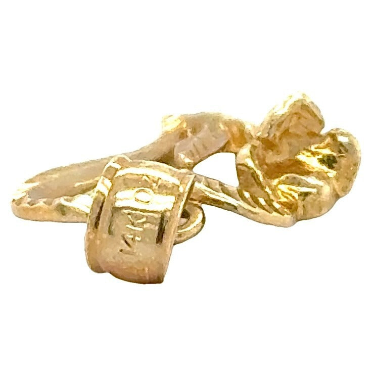 14K Yellow Gold Heart & Flower Pendant 2.2g