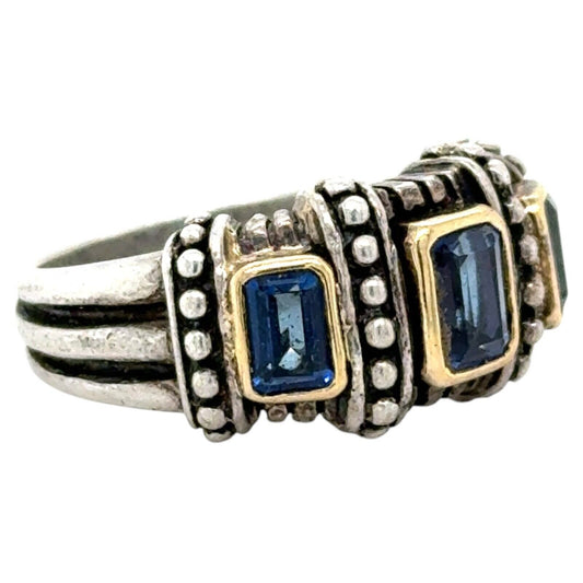 Sterling Silver & 14K Yellow Gold 10.3g Iolite Ring Size 10.25