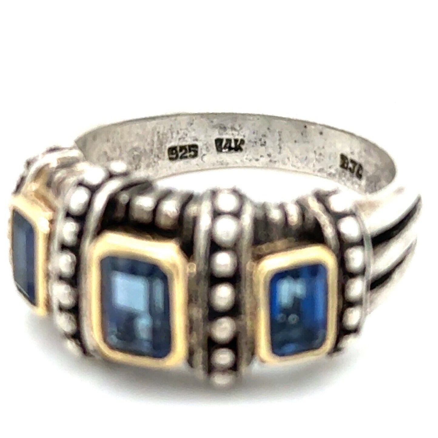 Sterling Silver & 14K Yellow Gold 10.3g Iolite Ring Size 10.25