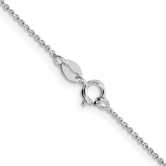 Sterling Silver Rhodium-Plated 1mm Diamond-Cut Cable Chain Necklace 18 Inch Adjustable