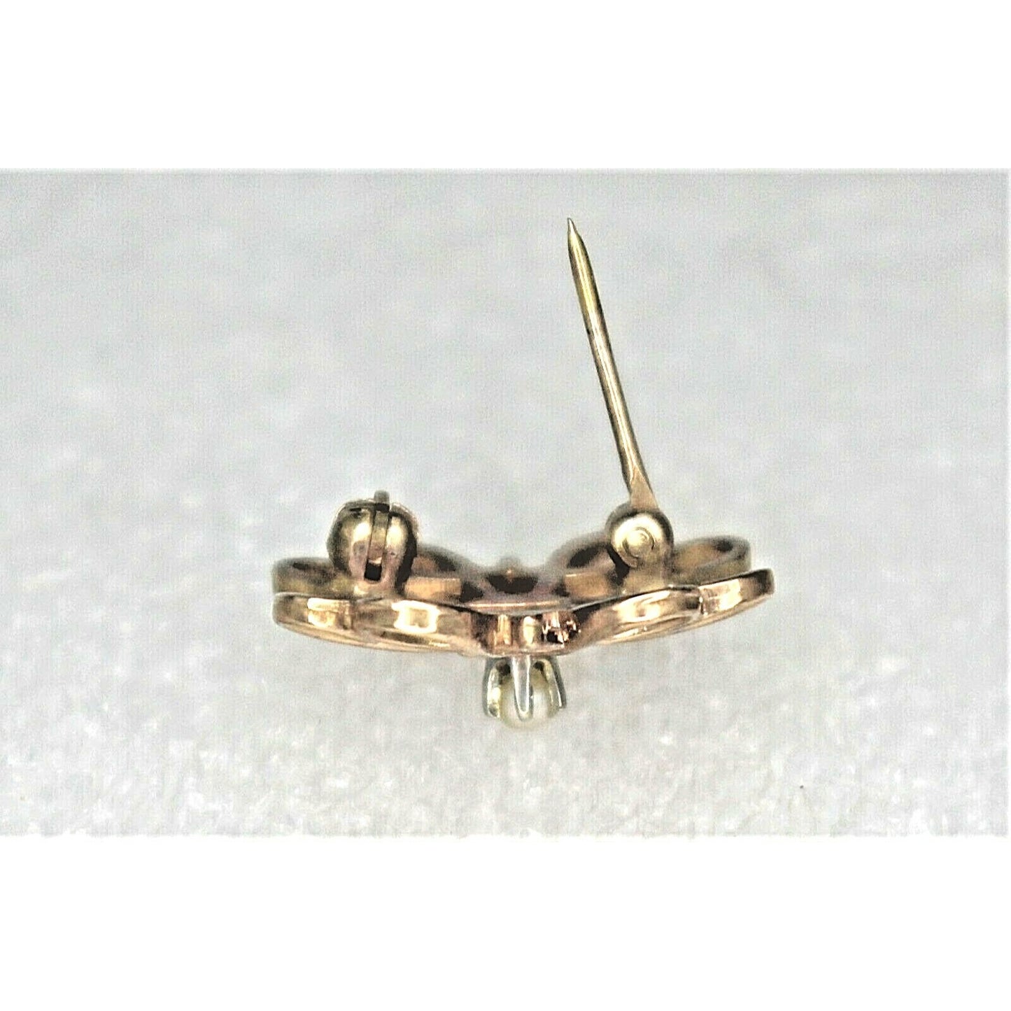 VINTAGE PEARL FILIGREE PIN / BROOCH REAL SOLID 10 K GOLD 1.6 g