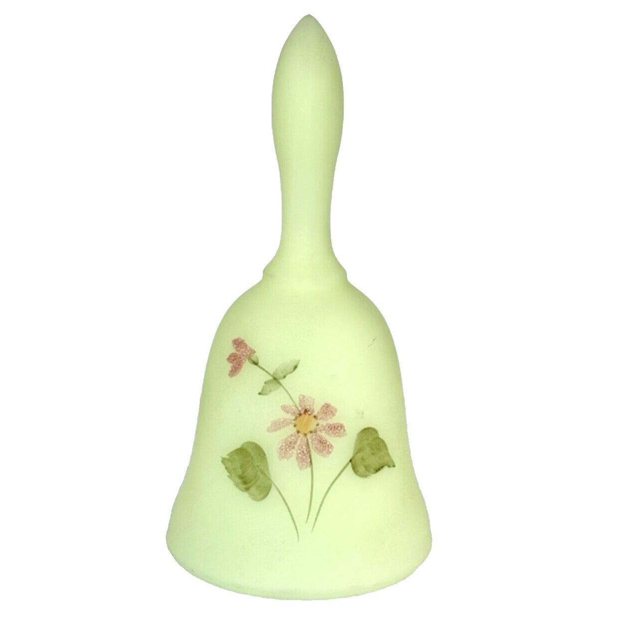 Vintage Fenton Uranium Floral Glass Bell with Matte Finish