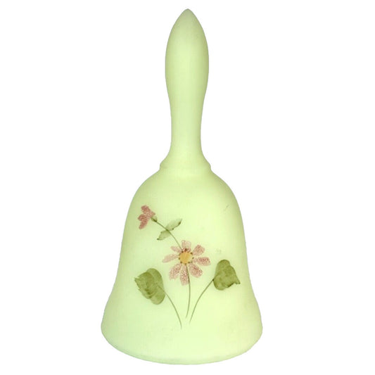 Vintage Fenton Uranium Floral Glass Bell with Matte Finish