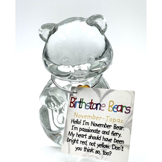 3 1/4" Fenton Birthstone Glass Bears November - Topaz - 5151 X1