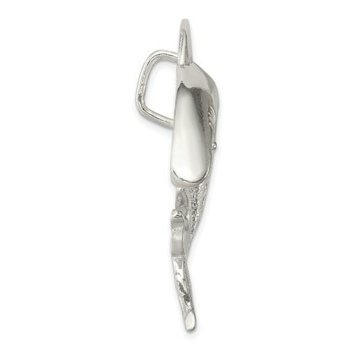 Sterling Silver Polished and Textured Shark Chain Slide Pendant