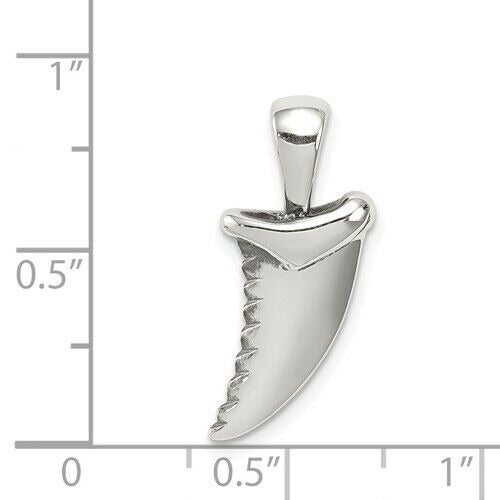 Sterling Silver Polished Shark Tooth Pendant 925