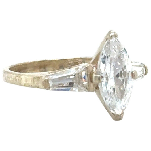 Cubic Zirconia Solitaire Ring .925 Sterling Silver 3.7g Size 7.25