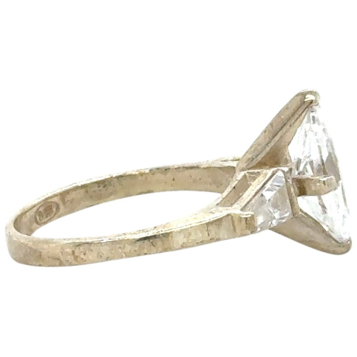 Cubic Zirconia Solitaire Ring .925 Sterling Silver 3.7g Size 7.25