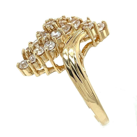 14K Yellow Gold Cubic Zirconia Cluster Ring Size 6.75 5.7g